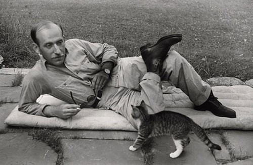 Henri Cartier-Bresson captured friend Saul Steinberg lounging with his cat