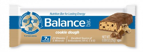 RESTORING BALANCE. Balance Bar packaging includes an icon in the form of a circle and pie chart that features a runner in its center and a breakdown of the bar’s nutrition. This is the Balance Bar story and where the whole concept of the “balance” needed to support active lifestyles is rooted.
